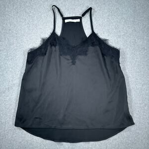 Bishop + Young Lace Trim Cami Top Women's Medium Black Racerback Adjustable